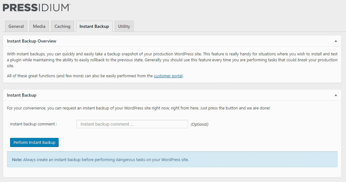 Fai un backup istantaneo di WordPress