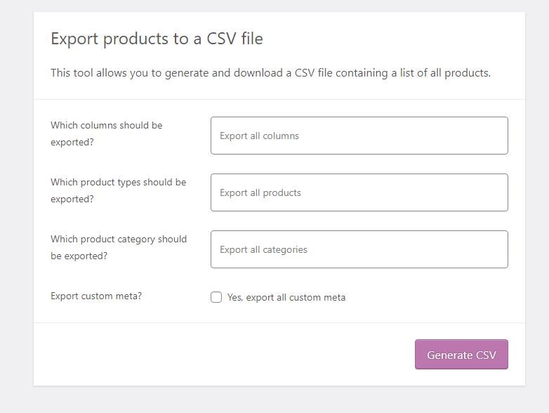 Woocommerce-Produkte exportieren