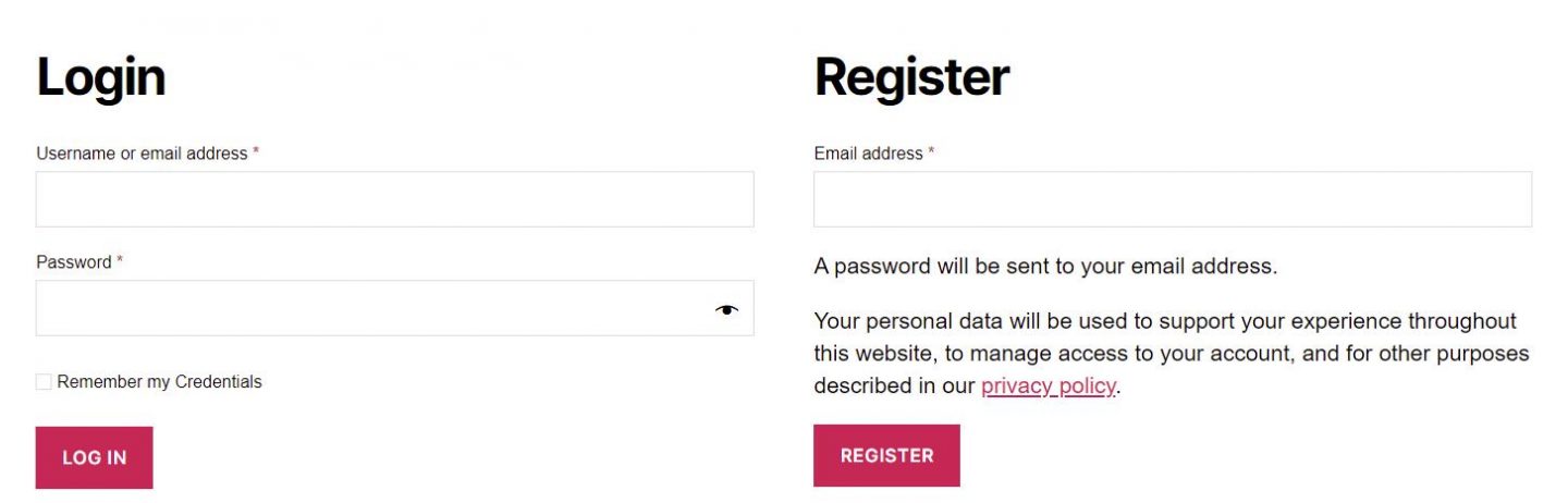 strony rejestracji i logowania woocommerce