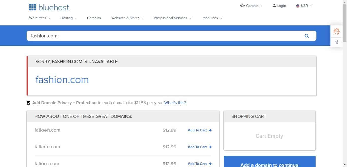 مجالات Bluehost