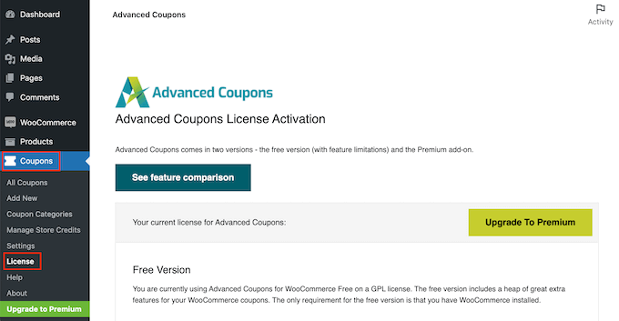 Dodawanie klucza licencyjnego do wtyczki Advanced Gift Cards Adding your license key to the Advanced Gift Cards plugin