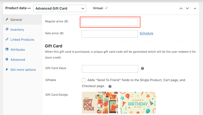 Ustalanie ceny karty podarunkowej WooCommerce Setting a price for your WooCommerce gift card