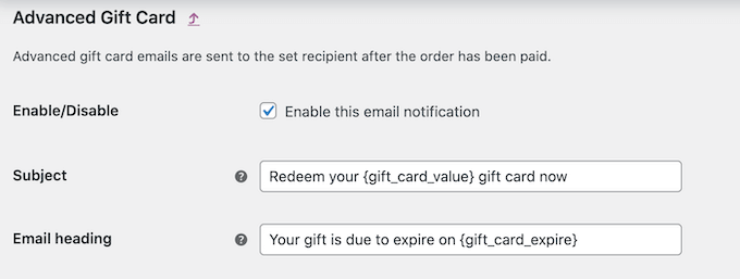 Dostosowywanie szablonu wiadomości e-mail z kartą podarunkową Customizing the gift card email template