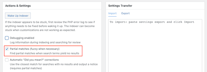 SearchWP 中的“模糊”部分搜索設置 The 'fuzzy' partial search settings in SearchWP