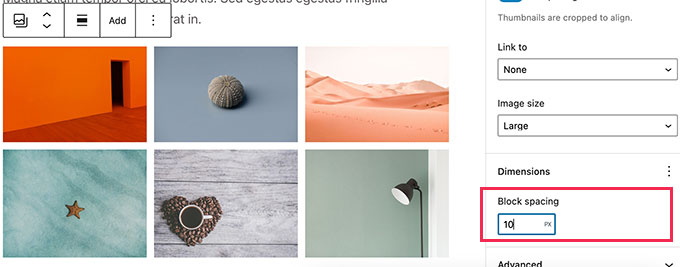 تباعد المعرض Gallery spacing
