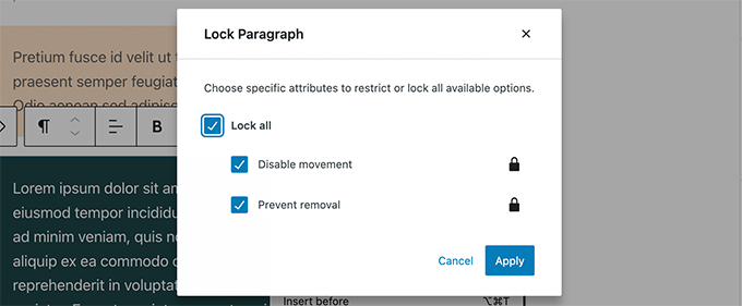 حظر القفل في WordPress 6.0 Block locking in WordPress 6.0