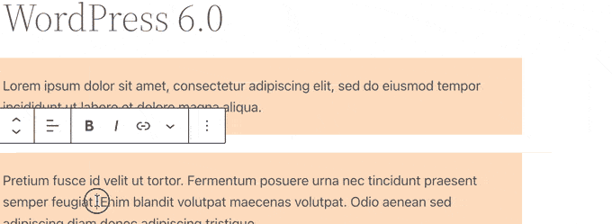 تحديد نص عبر كتل متعددة في WordPress 6.0 Selecting text across multiple blocks in WordPress 6.0