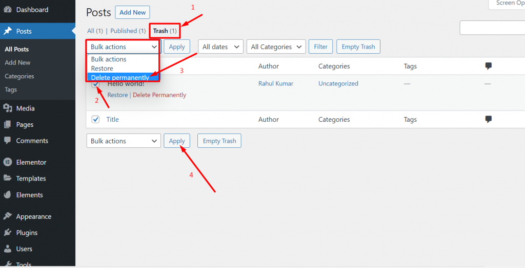 Jak zduplikować stronę w Wordpress? (Krok po kroku) 9 Delete permanently WordPress duplicate page or post