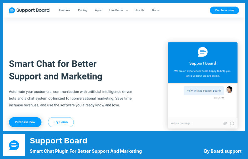 Плагин Support Board - плагин Smart Chat для лучшей поддержки и маркетинга