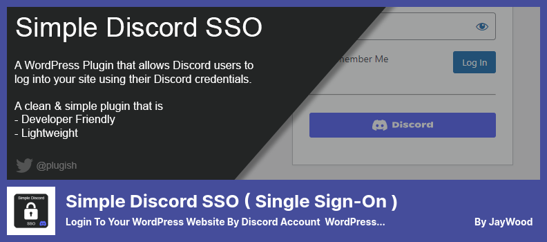 Simple Discord SSO(Single Sign-On) 플러그인 - Discord 계정으로 WordPress 웹사이트에 로그인 WordPress 플러그인