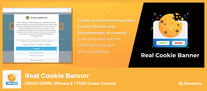 Complemento Real Cookie Banner - DSGVO (GDPR), ePrivacy y TTDSG Consentimiento de cookies