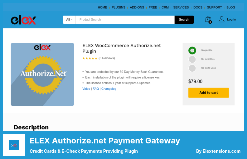 Платежный шлюз ELEX Authorize.net для плагина WooCommerce - Плагин предоставления кредитных карт и электронных чеков