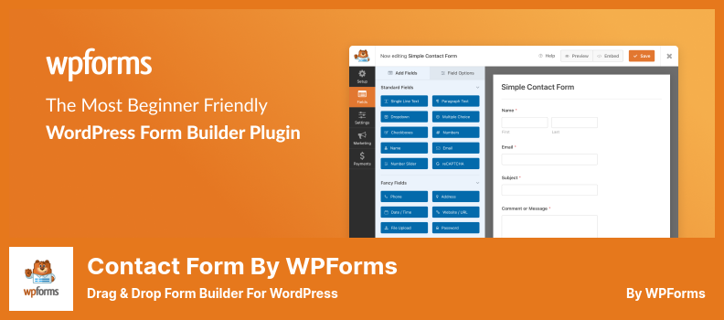Formulário de contato do plug-in WPForms - Construtor de formulários de arrastar e soltar para WordPress