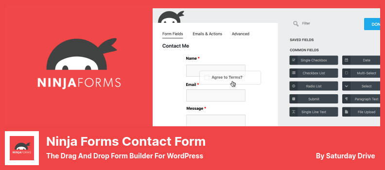 Plugin de formulário de contato do Ninja Forms - O construtor de formulários de arrastar e soltar para WordPress