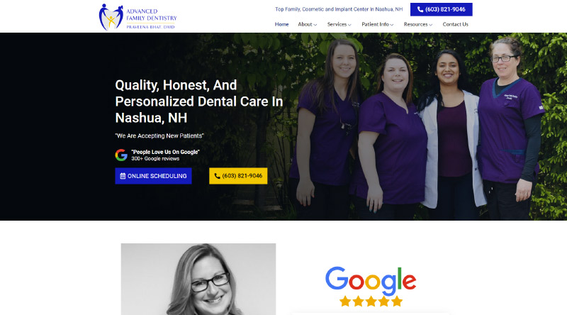 10+ красивых сайтов стоматологов для дизайнерского вдохновения 9 Advanced Family Dentistry