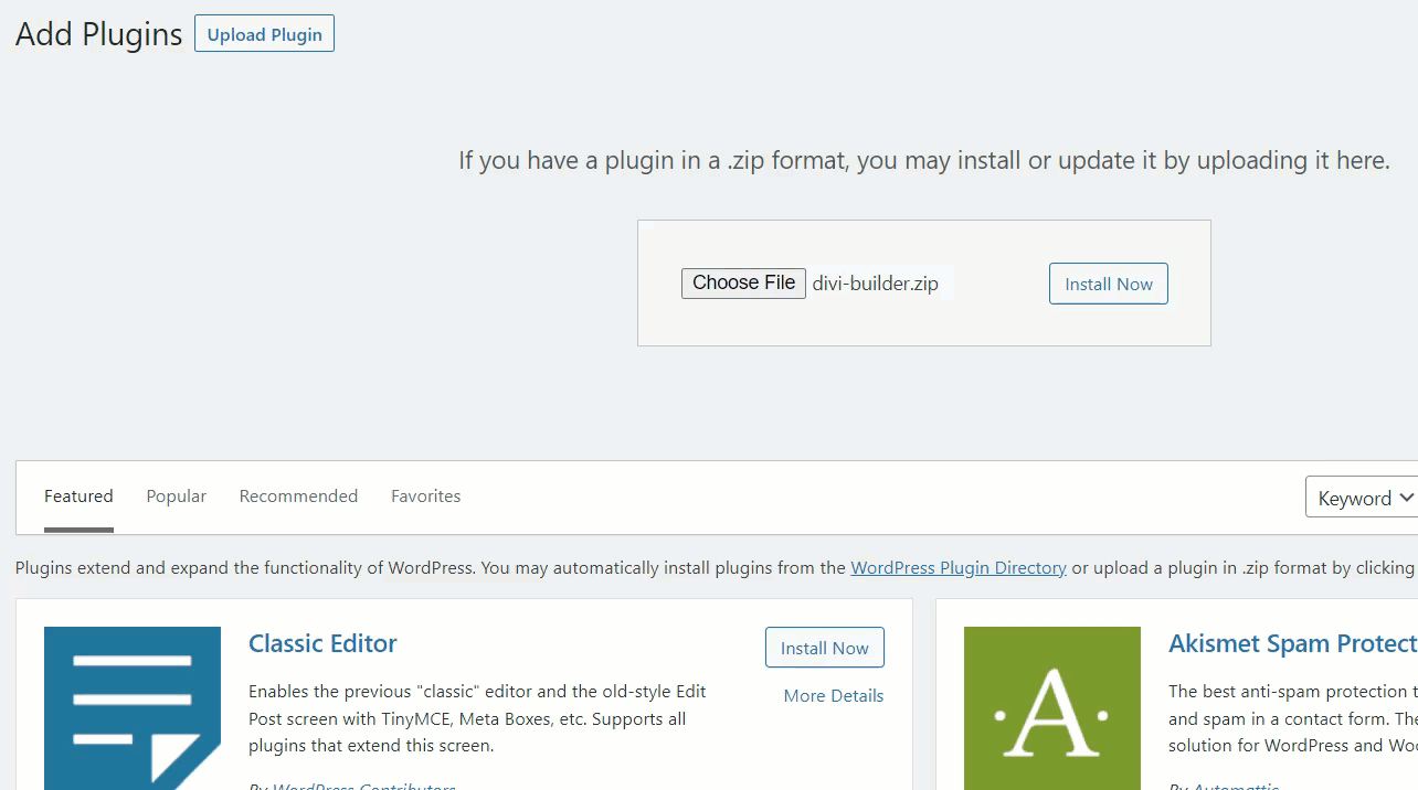criar slider no wordpress - instalar plugin divi builder