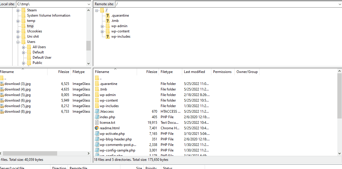 acessar FTP para WordPress - uploads