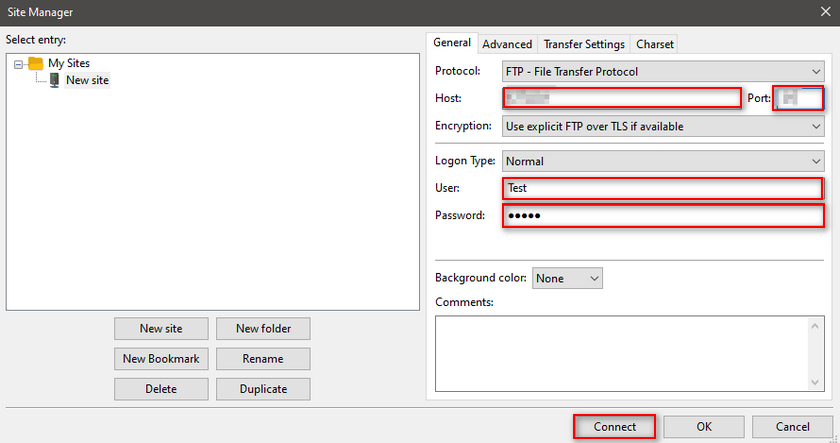 acessar FTP para WordPress - detalhes do gerenciador de sites