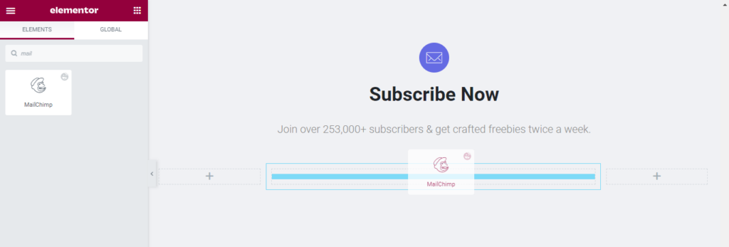 Widget modulo MailChimp di Happy Addons: un modo semplice per aggiungere gratuitamente un modulo di iscrizione al tuo sito web! 3 Add MailChimp Form Widget