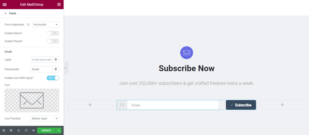 Widget modulo MailChimp di Happy Addons: un modo semplice per aggiungere gratuitamente un modulo di iscrizione al tuo sito web! 6 Manage Form Content