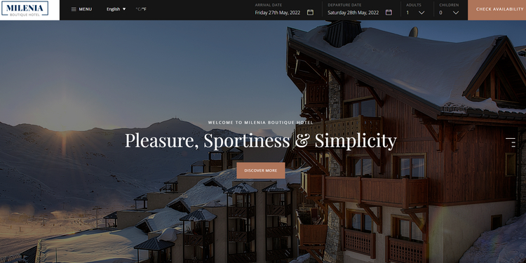 Beranda tema Milenia WordPress.