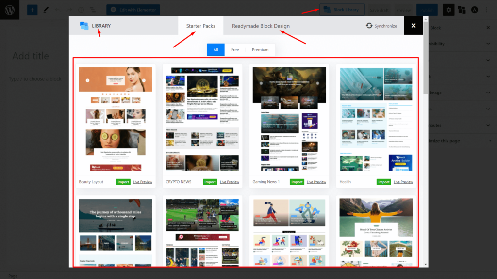 PostXプラグイン3を使用して注目のスライダーを追加する方法 Importing Slider Blocks