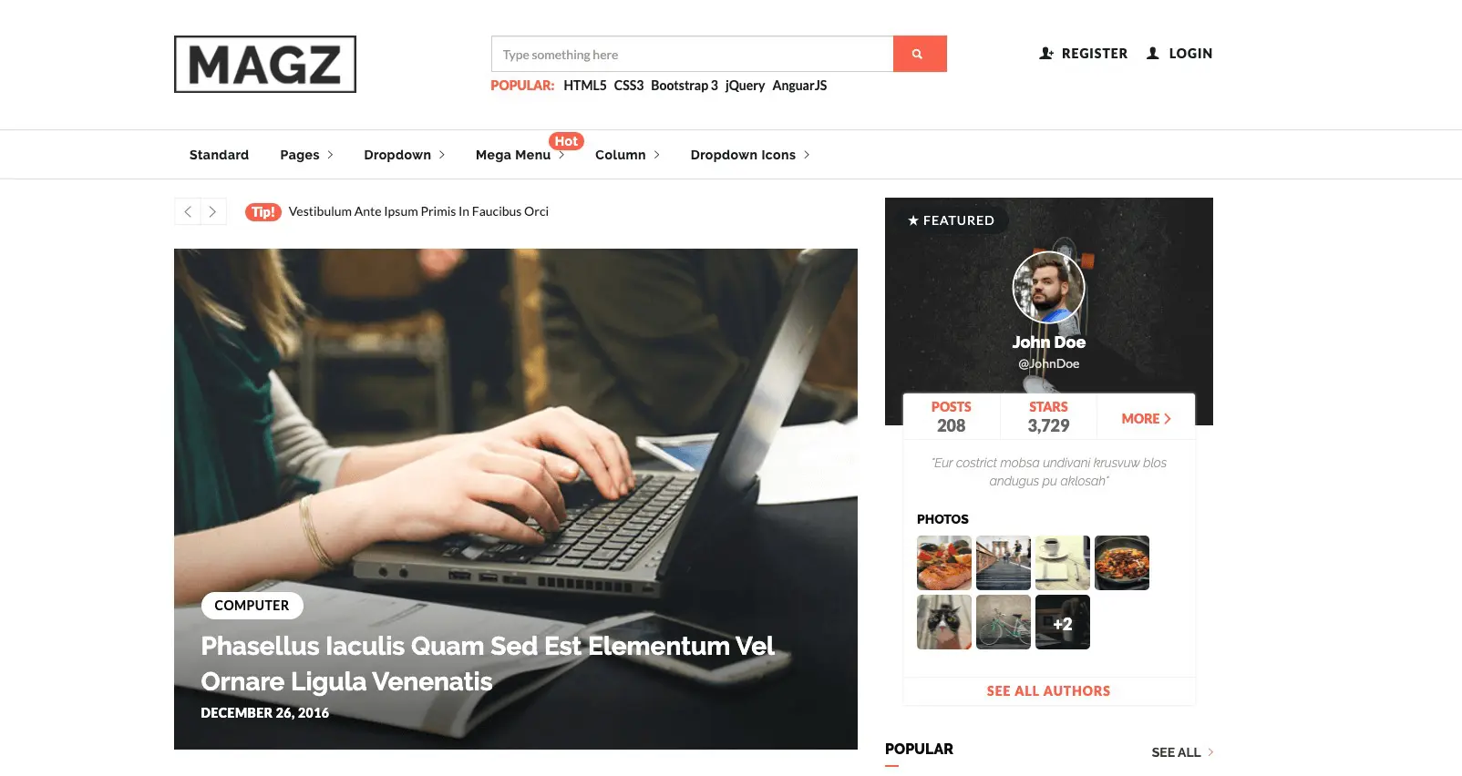 Magz Darmowy szablon wiadomości Bootstrap