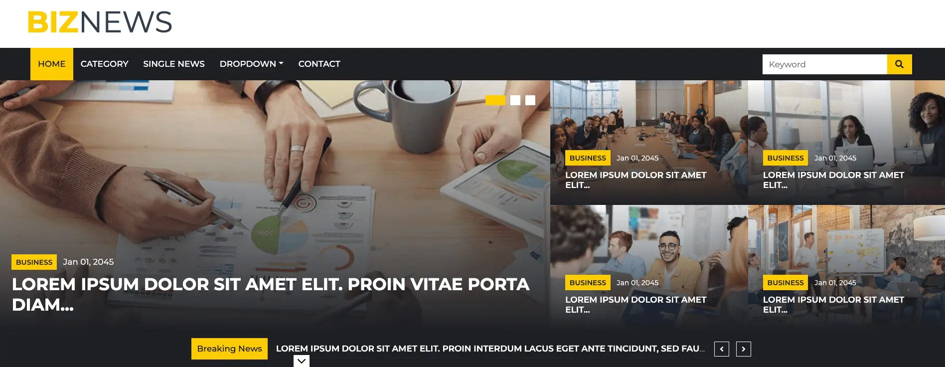 Biznews Biznews Darmowy szablon wiadomości Bootstrap