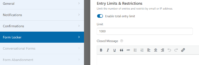 設置表單輸入限制 Set form entry limits