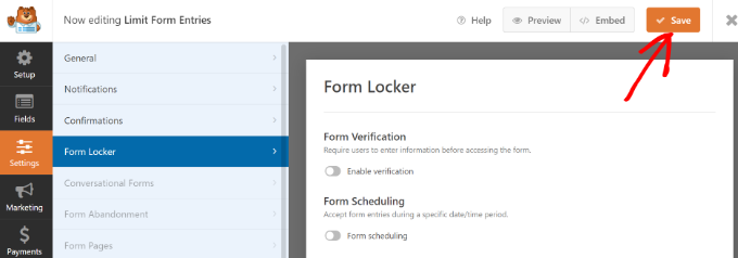 保存表單設置 Save your form settings
