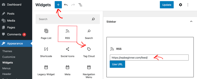 วิดเจ็ต WordPress RSS The WordPress RSS Widget