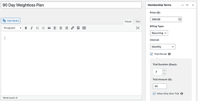 การสร้างแผนการสมัครสมาชิกสำหรับสมาชิกยิม Creating subscription plans for gym membership