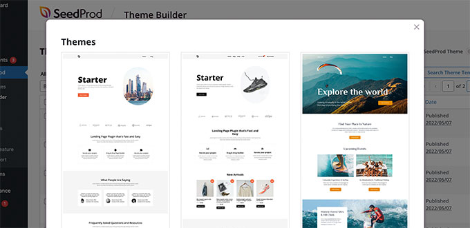 ธีมเริ่มต้นของ SeedProd SeedProd starter themes