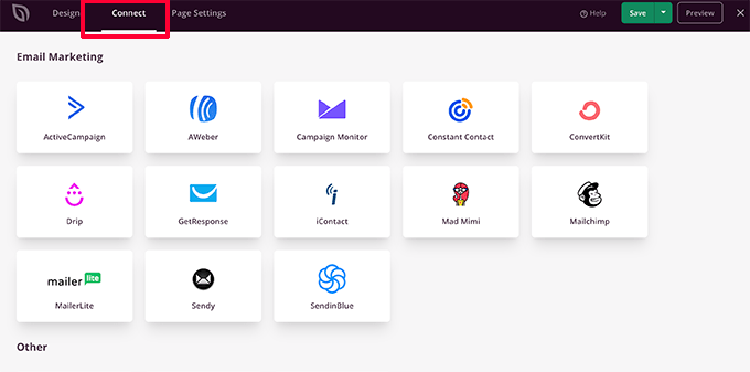 連接電子郵件營銷服務 Connect email marketing service