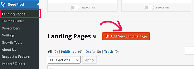 添加新的登陸頁面 Add new landing page
