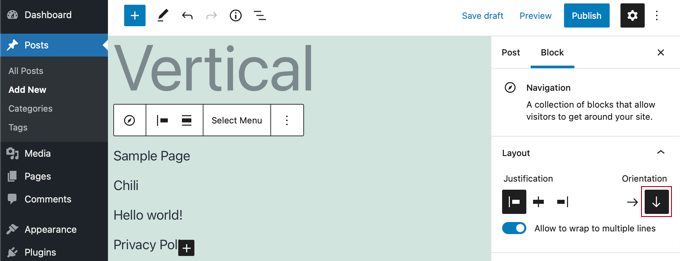 قم بتغيير كتلة قائمة التنقل الخاصة بك إلى اتجاه رأسي Change Your Navigation Menu Block to a Vertical Orientation