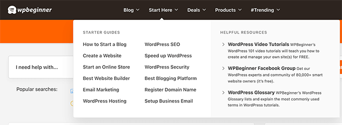 WPBeginner WordPress Mega Menu WPBeginner WordPress Mega Menu