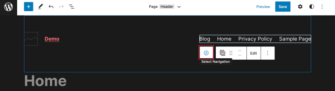 انقر فوق قائمة "تحديد التنقل" في شريط الأدوات Click the 'Select Navigation' Menu on the Toolbar
