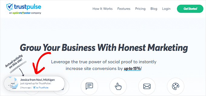 แบนเนอร์ที่สร้างขึ้นโดยใช้ TrustPulse A banner created using TrustPulse