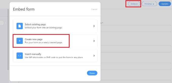 Betten Sie Ihr Formular in eine neue Seite ein Embed your form in a new page