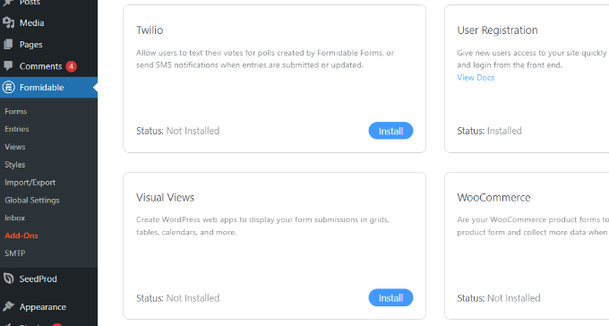 Installieren Sie das Add-on für visuelle Ansichten Install visual views addon