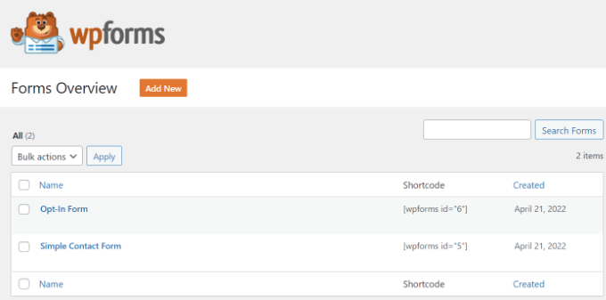 Finden Sie die WPForms-Formular-ID Find WPForms form ID