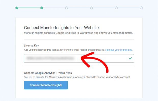 Lizenzschlüssel in Monsterinsights eingeben - IsItWP - Free WordPress Theme Detector enter license key in monsterinsights
