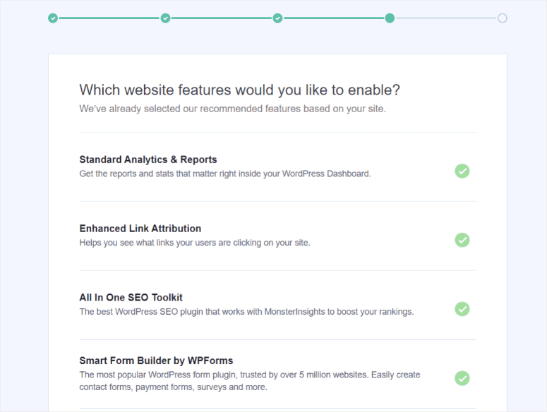 Funktionen innerhalb von Monsterinsights aktivieren - IsItWP - Free WordPress Theme Detector enable features inside monsterinsights