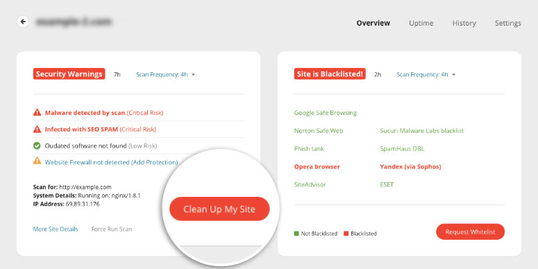 Bereinigen Sie die Website mit Sucuri - IsItWP - Free WordPress Theme Detector Clean up site with Sucuri