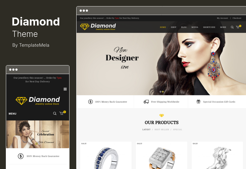 موضوع الماس - موضوع WooCommerce سريع الاستجابة