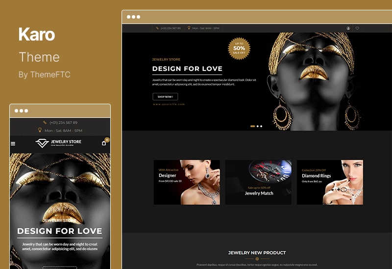 موضوع كارو - موضوع مجوهرات الماس WooCommerce WordPress