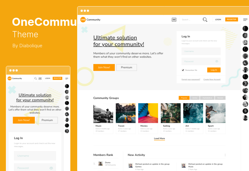 Tema OneCommunity - Tema WordPress Keanggotaan BuddyPress