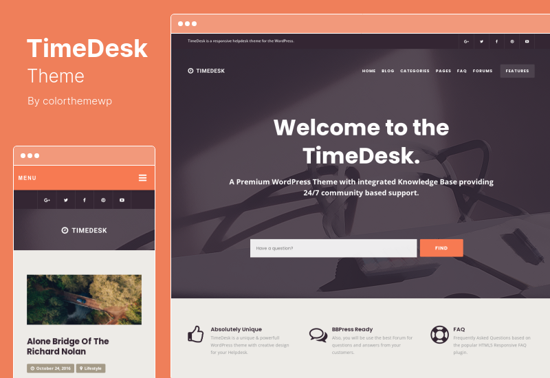Tema TimeDesk - FAQ Basis Pengetahuan Responsif Tema WordPress