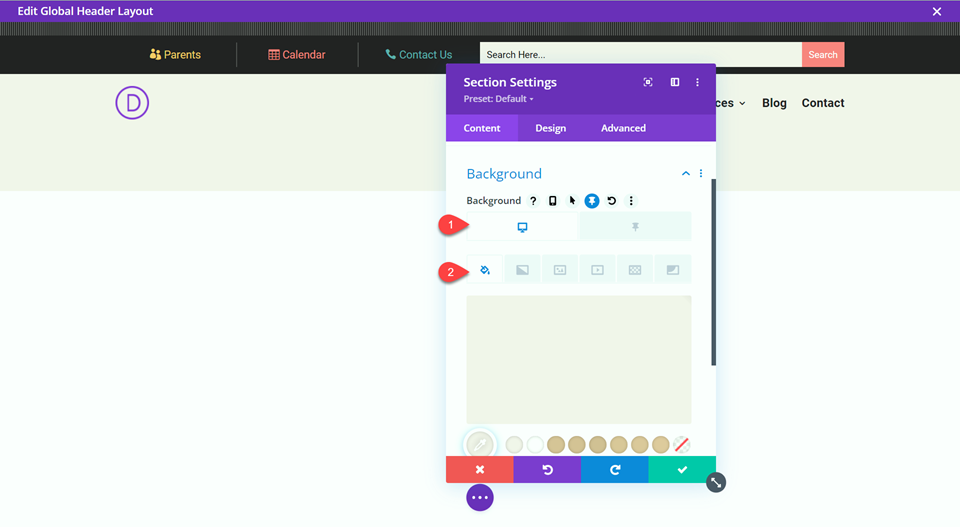 Divi Responsive Logo พื้นหลังส่วนเมนูความกว้างเต็ม